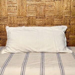 Casaluna White Linen Blend Pillow Sham Pillowcase KING Frayed Edge NEW